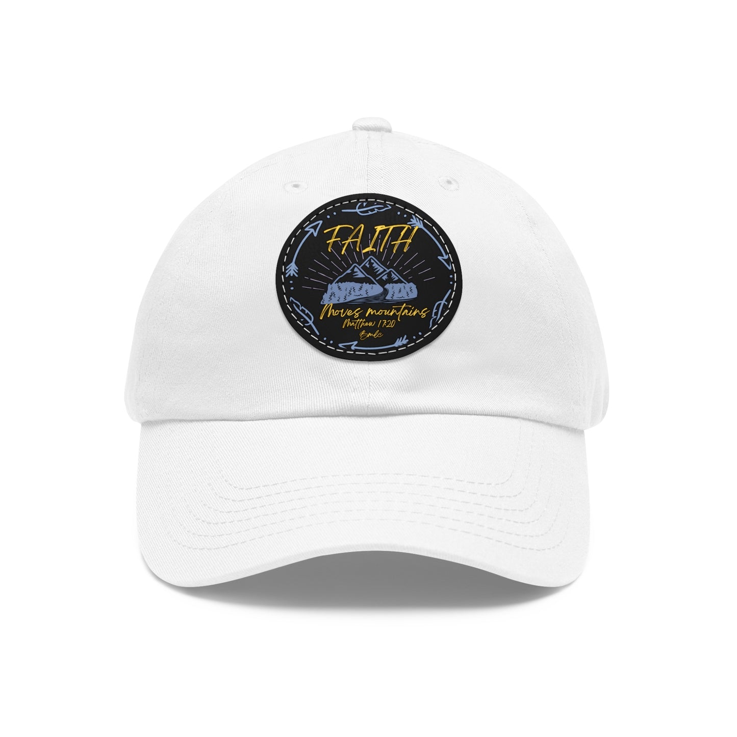 Faith can move mountains hat with Leather Patch